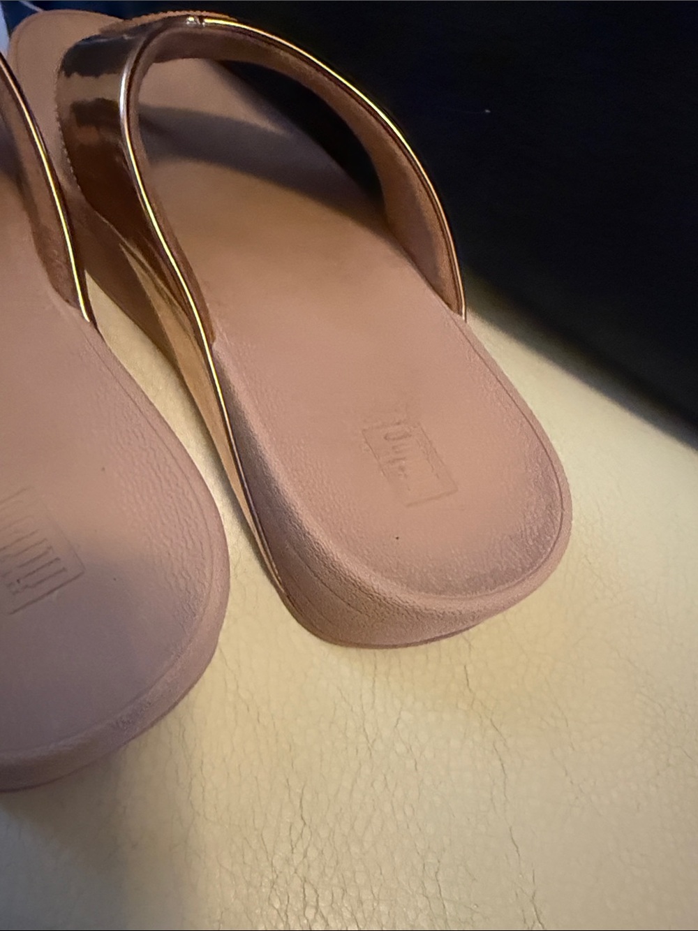Fitflop Women's Metallic Rose Gold Slide Sandals - Picture 8 of 13